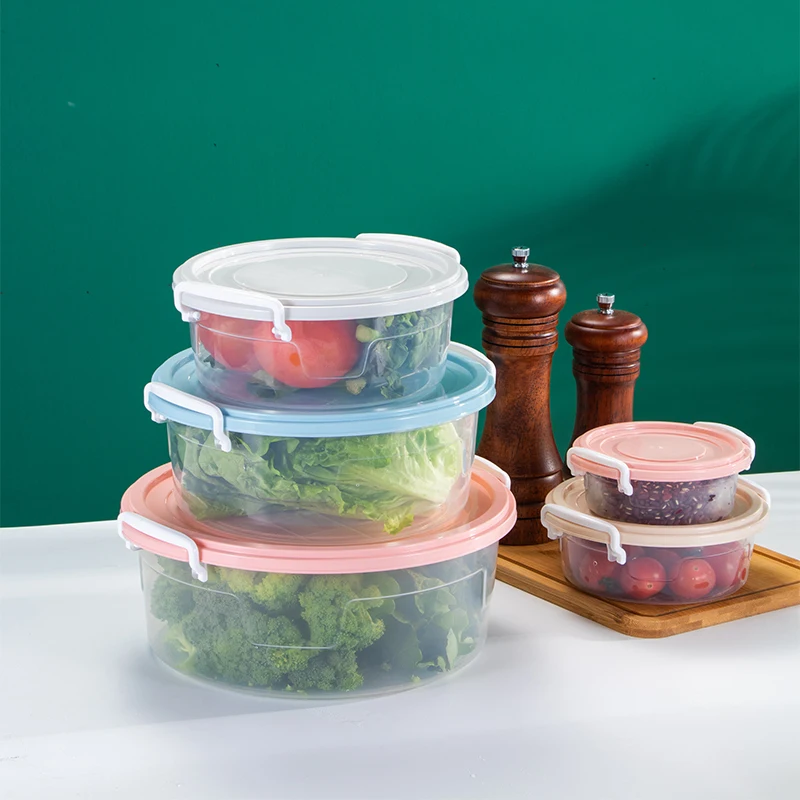Round Food Container Food Storage Container Set Fridge Storage Box Fridge Organizer Plastic Food Containers with BPA Free