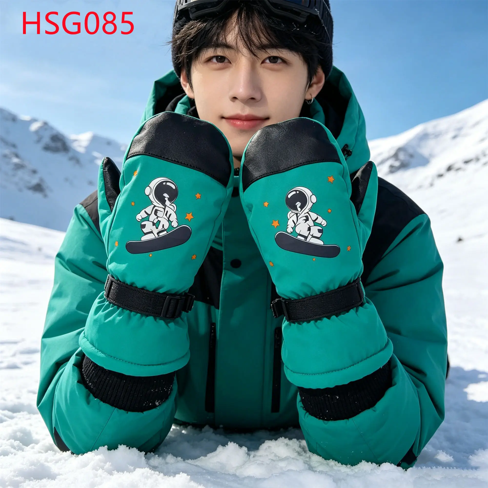 LXG,Figure Skating Locking Thermal Fleece Kids Ski Mittens Winter Carnival Hard to Fade zero Break-in comfort Snow Gloves HSG085