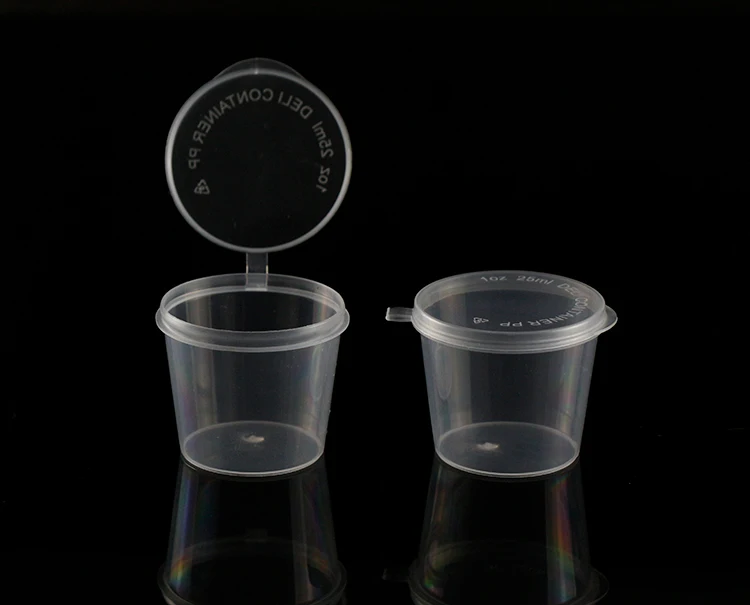 High Quality Food Grade Disposable Plastic PP 1oz 2oz 4oz Container Take  Away Hinged Sauce Cup for Restaurant - China Sauce Cup and Hinged Sauce Cup  price