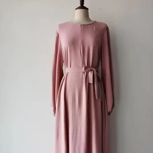 Factory Direct Modest Polyester Beam Sleeve Abaya Dress for Autumn Traditional Muslim Clothing Accessories for Dubai Middle East