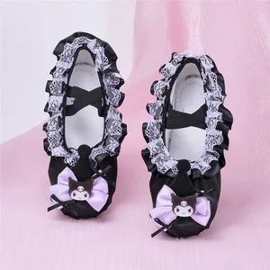 Girls' Soft-Soled Acrobatic Stage Dancing Shoes Black Lace Children's Ballet Shoes
