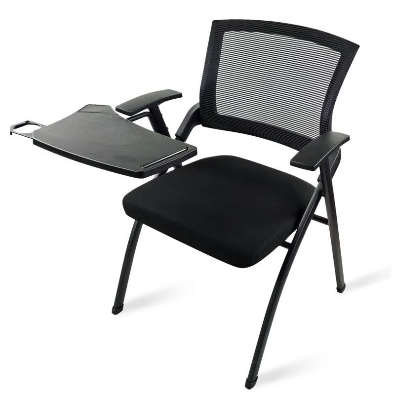 Folding Training Room with Castors Foldable Writing Table Classroom Pad Multipurpose Mesh Education Chairs for Conference