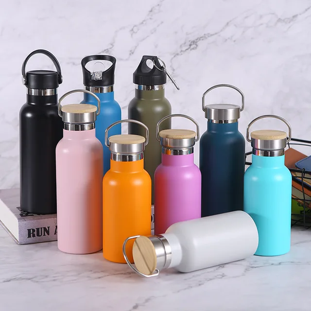 Sport Water Bottle With Straw Lid Big Mouth Stainless Steel Double Walled Vacuum Flask Insulated Water Bottle