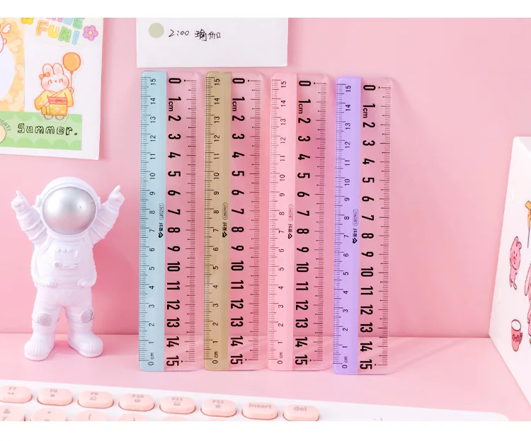 Set 4 Righelli Trasparenti 15cm - Anti-miopia Per Scuola E Ufficio - Con Goniometro E Triangoli - Foto 8