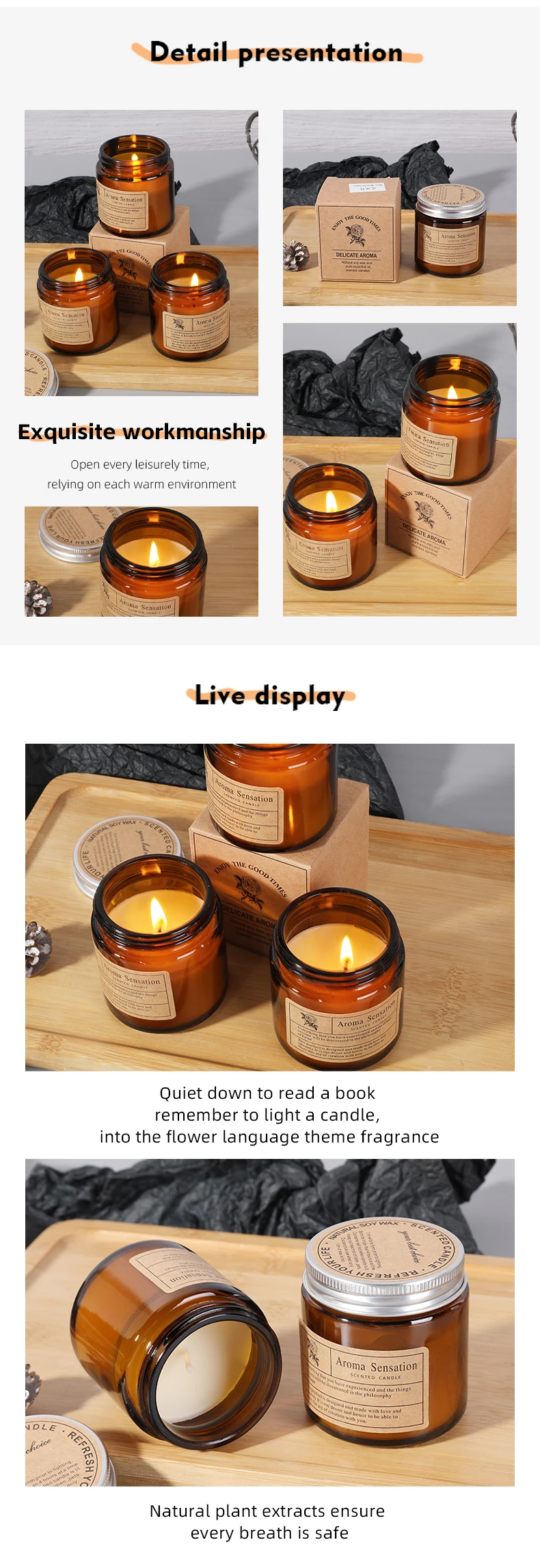 Wholesale Soy Candle For Birthday Gift Home Scented Amber Jar Candles