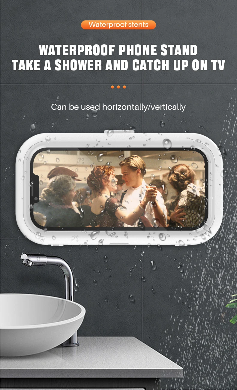 360 Degree Rotating Waterproof Case Mobile Phone Holder Bathroom Shower Phone Holder Touch Screen Phone Case