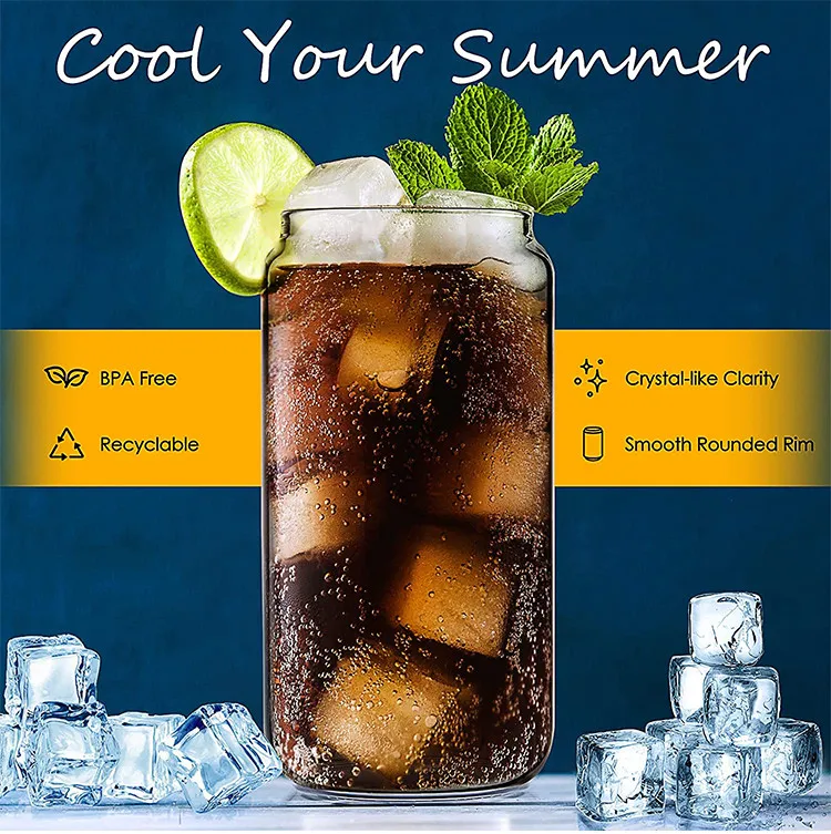 Ikoo Drinking Beer Can Glass With Bamboo Lid And Glass Straws Buy Can