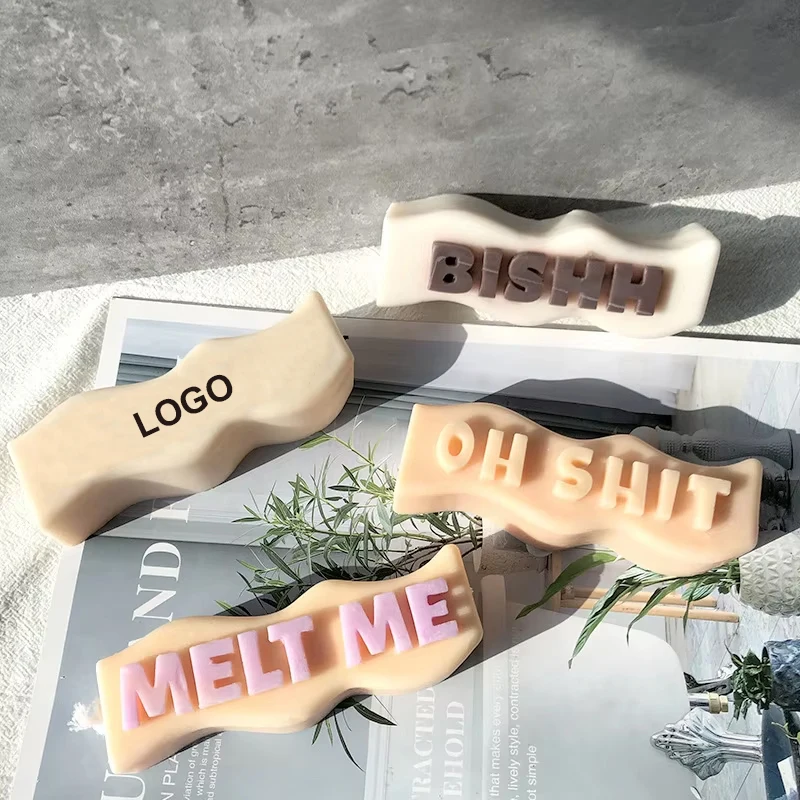 MHC Custom Name 3D Wave Shape Manifest Letters Candle Molds Silicone Rubber Bougie Text Design De Velas Candle Mold Silicone