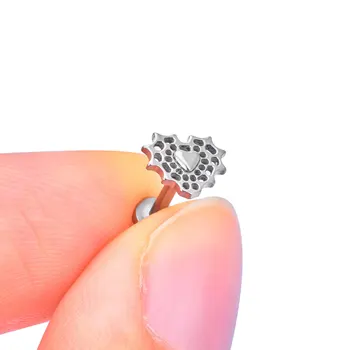 ASTM F136 Titanium CNC hollow Heart Shaped Tragus Helix Piercing Titanium Labret Jewelry