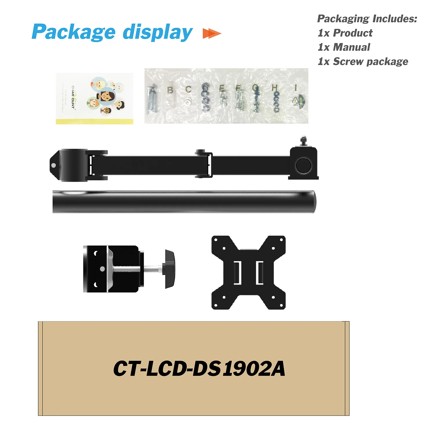 Charmount Swivel Vesa Adapter Computer Telescoping Table Stand Desk Monitor Arm Mount