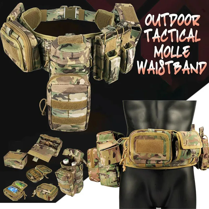Tactical Waistband Hunting Waist Security Gadget Pouch Waist Bag with Pouches Multi Functional Carrying Equipment Belt