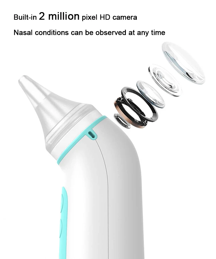 Built-in HD Camera Rechargeable Children Vacuum Aspiration Infant Nose Cleaner Pump Silicone Electric Baby Nasal Aspirator