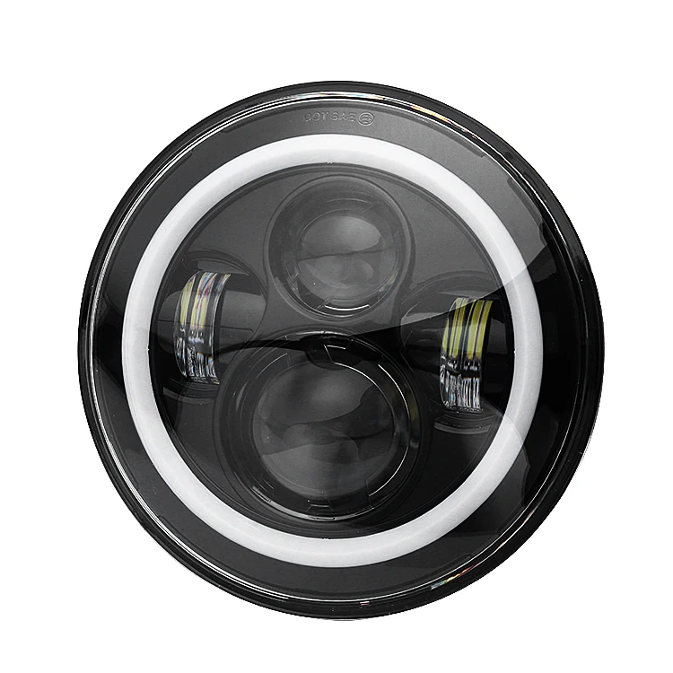 7-Inch Round LED Sealed Beam Halo Headlights for Jeep Wrangler, Kombi, Troller, and Willys  Hi-Lo Angel Eyes