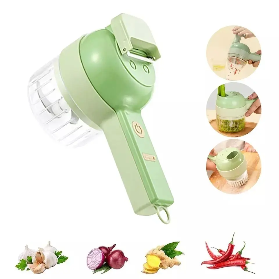 2023 Portable Electric Vegetable Cutter Set Multifunction Vegetable Chopper Electric 4 in 1 Handheld Electric Vegetable Cutter