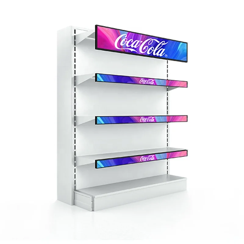 Digital Signage Advertising Player Shelf Edge Supermarket Ultra Wide Shelf Lcd Refee Stretched Bar Video Display