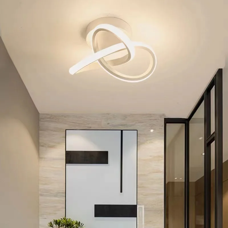 Lampada a soffitto LED moderna nordica, design a doppio cerchio semplice CA per soggiorno, guardaroba, ingresso, balcone e atrio in alluminio PVC IP44