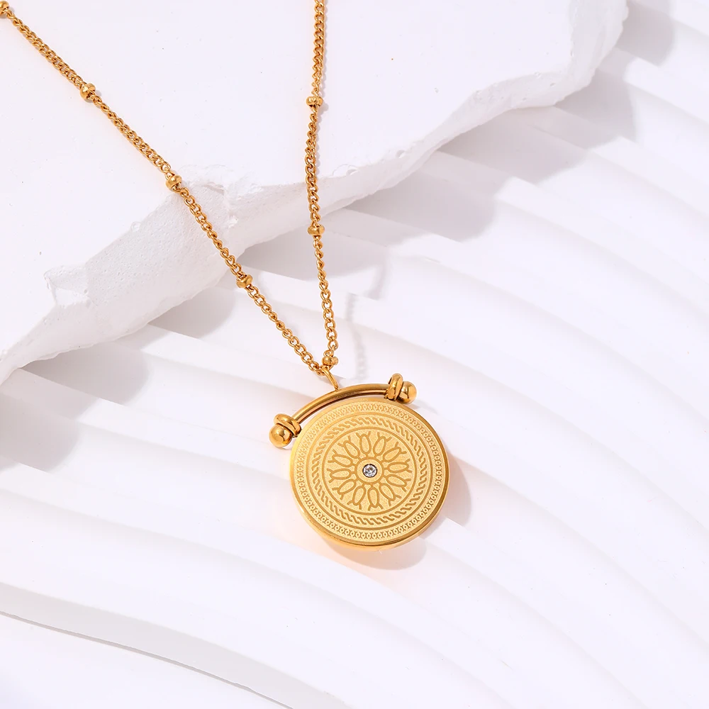 Joolim Jewelry Pvd Gold Plated Trendy Round Coin Pendant Necklace