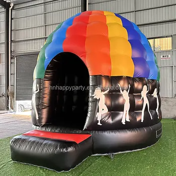 Trampoline indoor playground inflatable bouncer bounce house disco bouncy castle with light and blower in sale