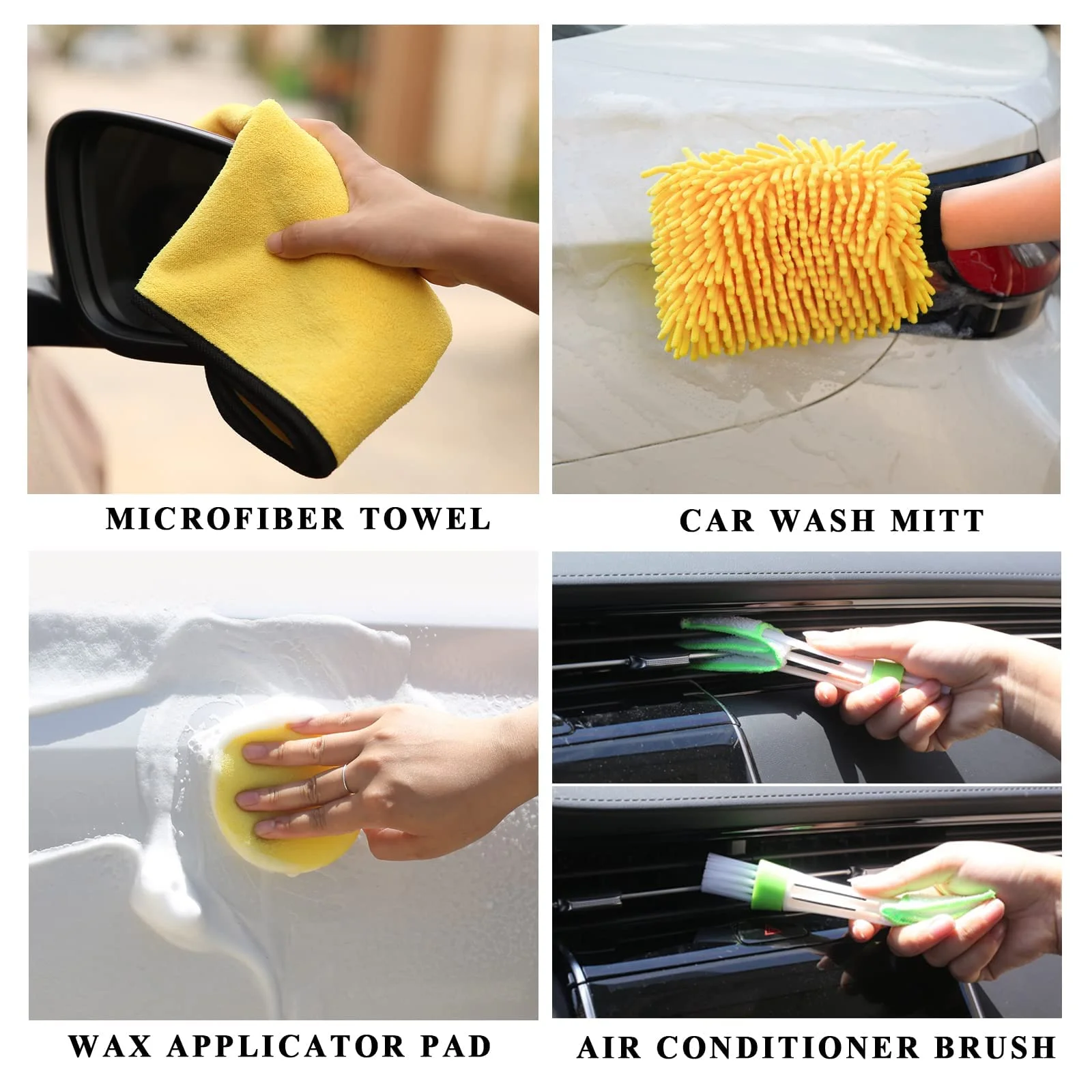 23pcs Exterior Interior Car Wash Cleaning Tools Kit Tire Towels Drill