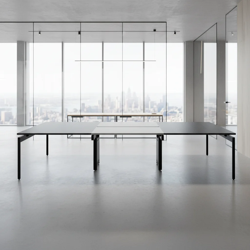 Modern Durable Foldable Boardroom Table with Wood Top and Steel Legs for Commercial Office Use 6