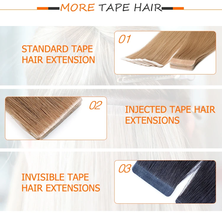 Wholesale Double Drawn Remy Skin Weft Tape In Hair Extensions 100% Human Cuticle Hair Tape Hair Extensions factory