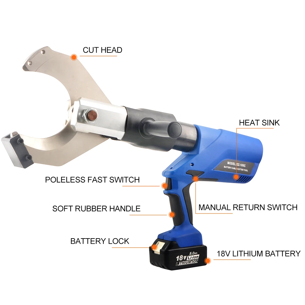 EZ-105C Battery Exhaust Pipe Cutter Electric Cordless Hydraulic Cutting Tool