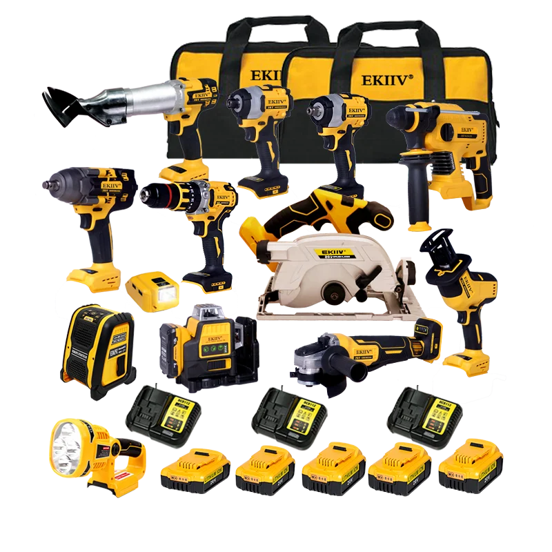 2024 New Design 21v 13in 1 Cordless Multi Power Tools Combo Kit Power Tools Set Cordless Brushless with Batteries