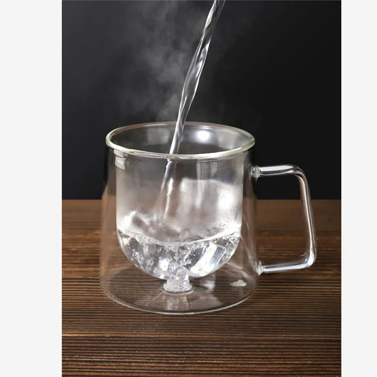 Logo Custom Print High Quality Double Wall Glass Coffee Mugs Tea Drinkware