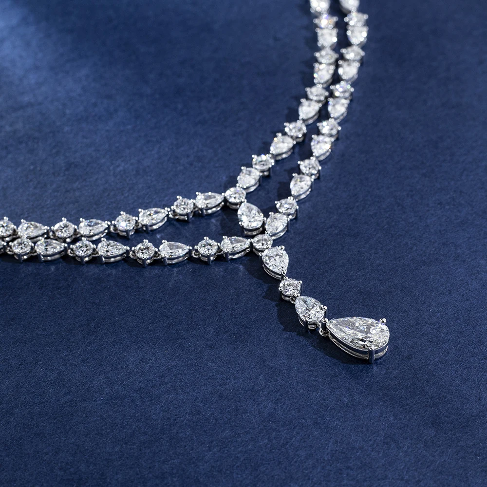 MSN-853 14k 18k White Gold Luxury Lab Grown Diamond Jewelry DEF IGI  Certificate Factory Price Good Quality Custom Necklace