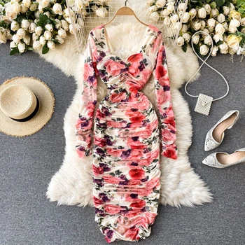 Guangzhou Auyan Winter New Female Dress with Sequined Hip Waist Belt Decoration Fashionable Hollow-out Design MOQ 2pcs