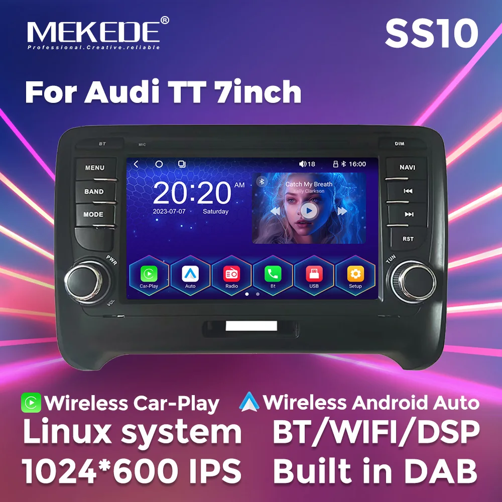 MEKEDE SS10 Linux System IPS Touch Screen Car Player for 7inch Audi TT Support Rear Camera DAB FM AM
