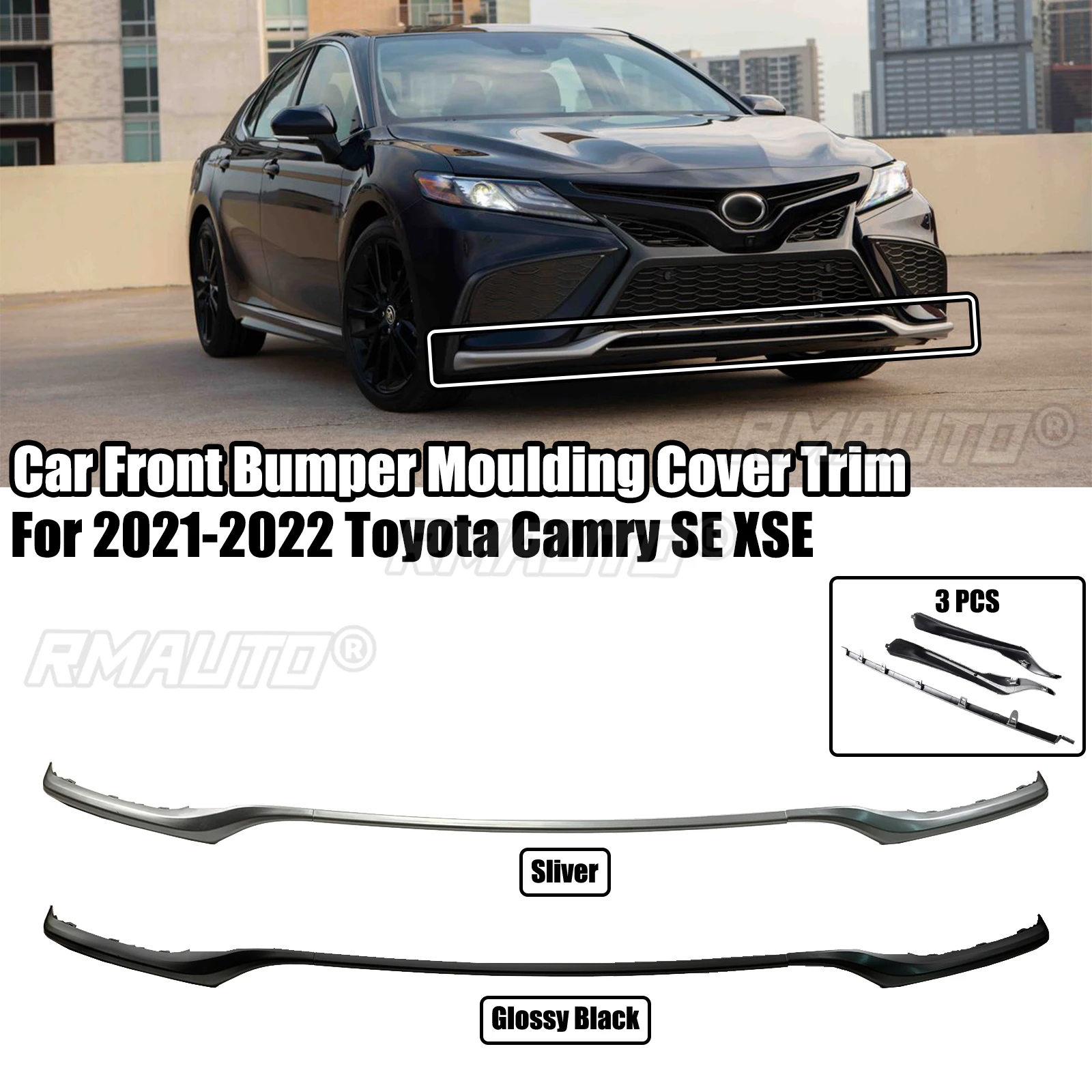 3PCS a Set for Toyota Camry SE XSE 2021-2022 Car Front Bumper