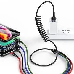 USAMS оптовая продажа US-SJ349 из алюминиевого сплава 2А 4в1 пружинный Плетеный usb-кабель для зарядки 1,5 м