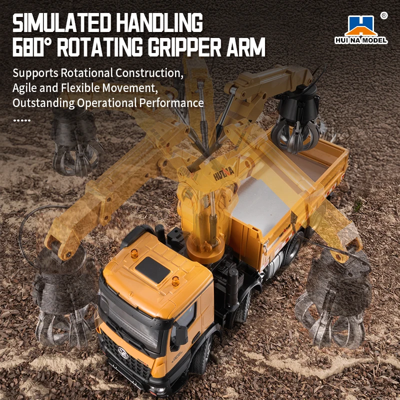 HUINA 1538 1/14 RC Car - 26CH Tractor with Grapple Dump Truck