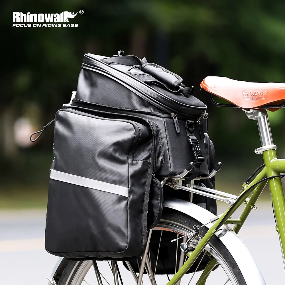 Rhinowalk Custom Size Expandable Rear Seat Cargo Pannier Bag Bike Cargo  Trunk Bag with Rear Seat for Fat Bikes