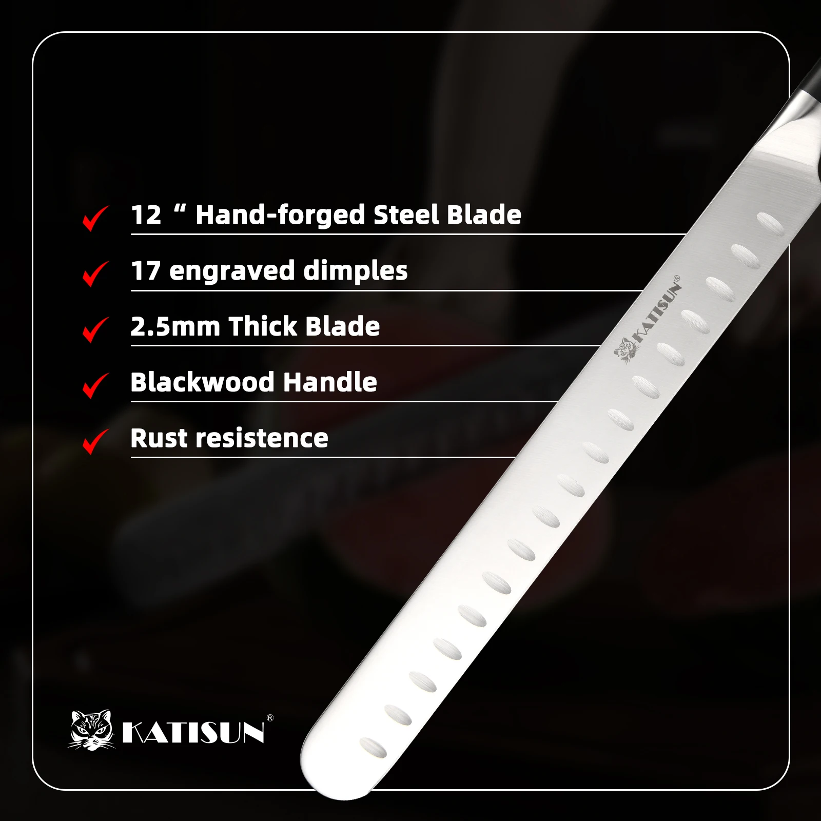 Hochwertiges, langes Fleischmesser mit Klinge aus Kohlenstoffstahl, ideal zum Tranchieren von Schinken und mit ergonomischem Griff_voghion.com