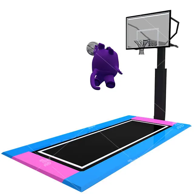 Pokiddo Indoor Playground Trampoline Sports Basketball Court Trampoline  Park Games Slam Dunk Trampoline with Basketball Hoop