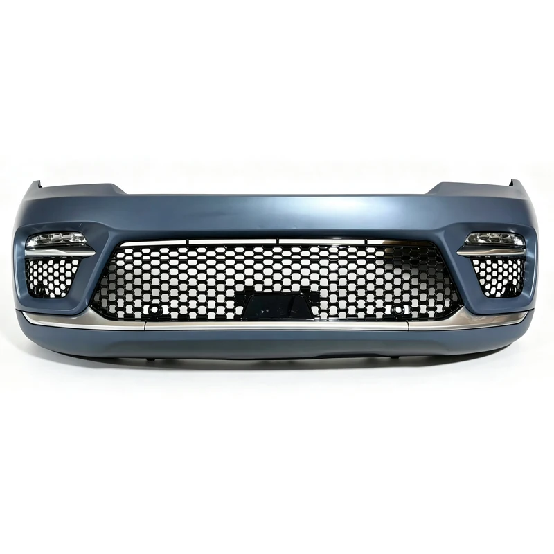 Front Bumper Assembly Gloss Grid Running Light Radar Hole for Jeep Grand Cherokee 2023-2024 Direct Replacement DRL