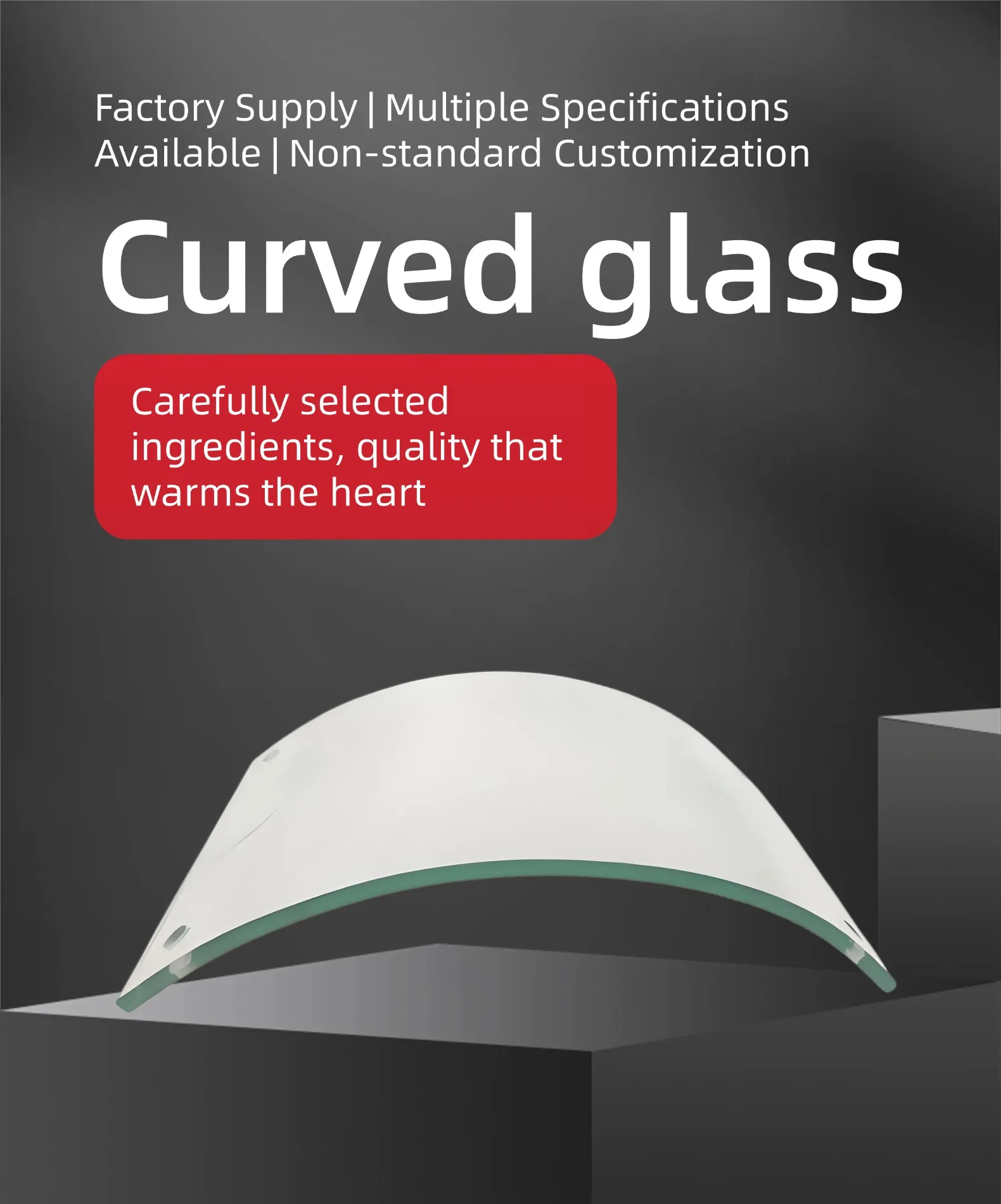 Modern curved glass tea table with transparent hot bent design