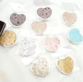 wholesale heart shaped cheap makeup pocket mirror hand mirror for ladies cute souvenir gifts