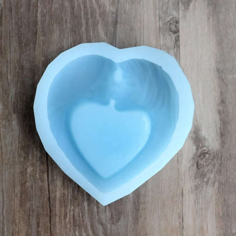 R1030 на День святого Валентина, любовник Поцелуй в форме сердца ручной работы на заказ DIY силиконовая форма для мыла, шоколад, мыльница, пепельница для изготовления