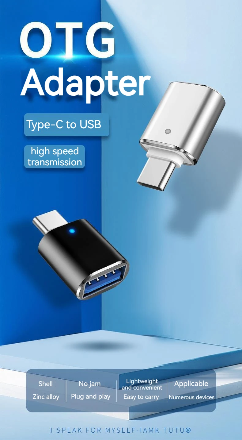 New Led Typec Otg Adapter Usb Type C Male To Usb Female Converter Usb3