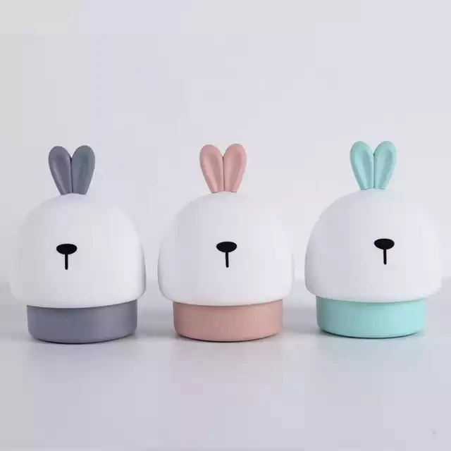 Hot sale little rabbit little night silicone Charging color changing clapping lamp