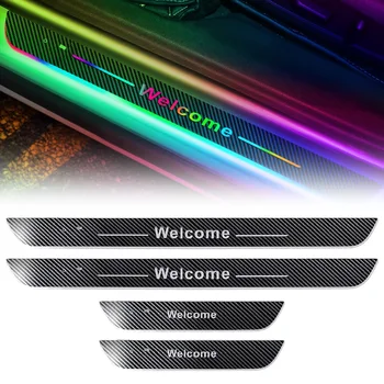 Customizable logo car threshold channel light RGB welcome door USB wireless power magnetic induction LED color flow light