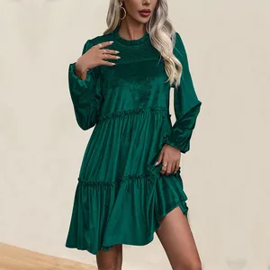 Hot Selling Fashion Asymmetrical Long Sleeved Dress with Sexy Style Made of Natural Cotton Suitable for Night Parties
