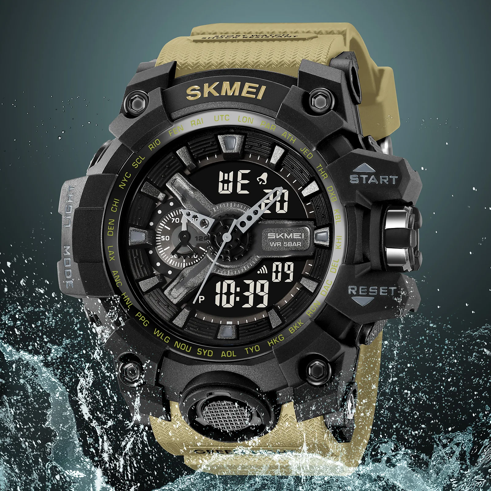 SKMEI 2396 Men's Outdoor Sport Digital Watch Waterproof Multifunction with  Round Case and Alarm Relojes Hombre