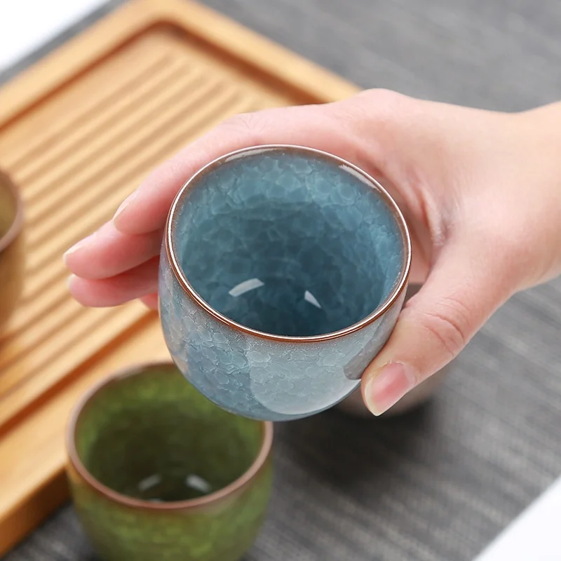 6 шт льда трещины фарфоровая керамическая чашка кунг фу 150 мл китайская посуда набор с подарочной коробкой в японском стиле глины для чайных и кофейных церемоний чайная