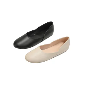 Women's Minimalist Genuine Leather Ballet Flats Light Weight Soft Slip-On Toe Shoes Barefoot for Ladies