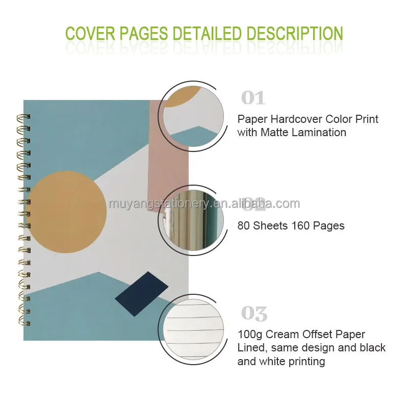 Multi Color 18 Month Hardbound Spiral Planner 2025 2026 Hard Cover Note Book for Students Custom A4 Plain Paper Spiral Notebook