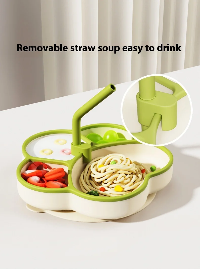 All-In-One Anti-Fall Silicone Divided Baby Dinner Plate with Suction Cup Newborn Applicable Children's Lunch Boxes supplier